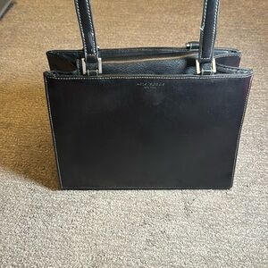 Kate Spade Pristine Black Leather Flat Bottomed Footed Bag